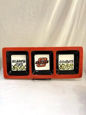 Oklahoma State Cowboys Divided Ceramic Serving Bowl Tray Magnolia Lane